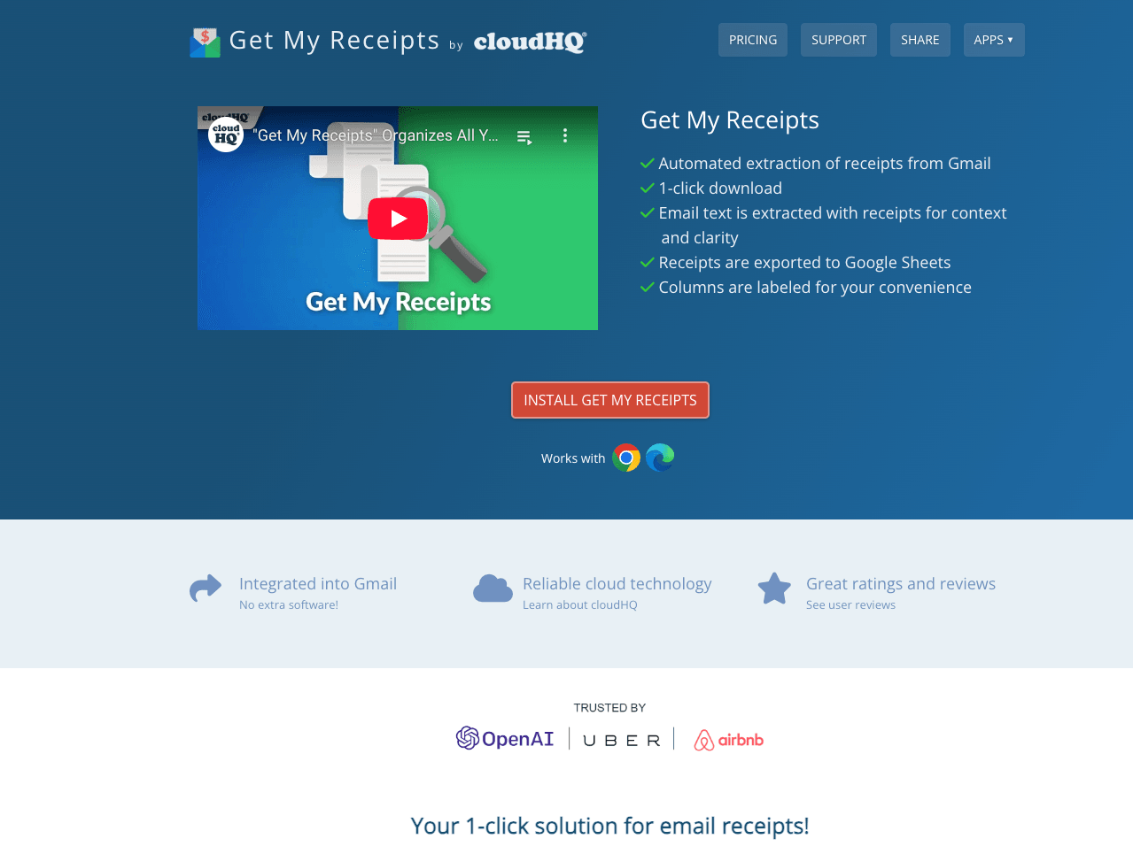 GetMyReceipts dashboard interface