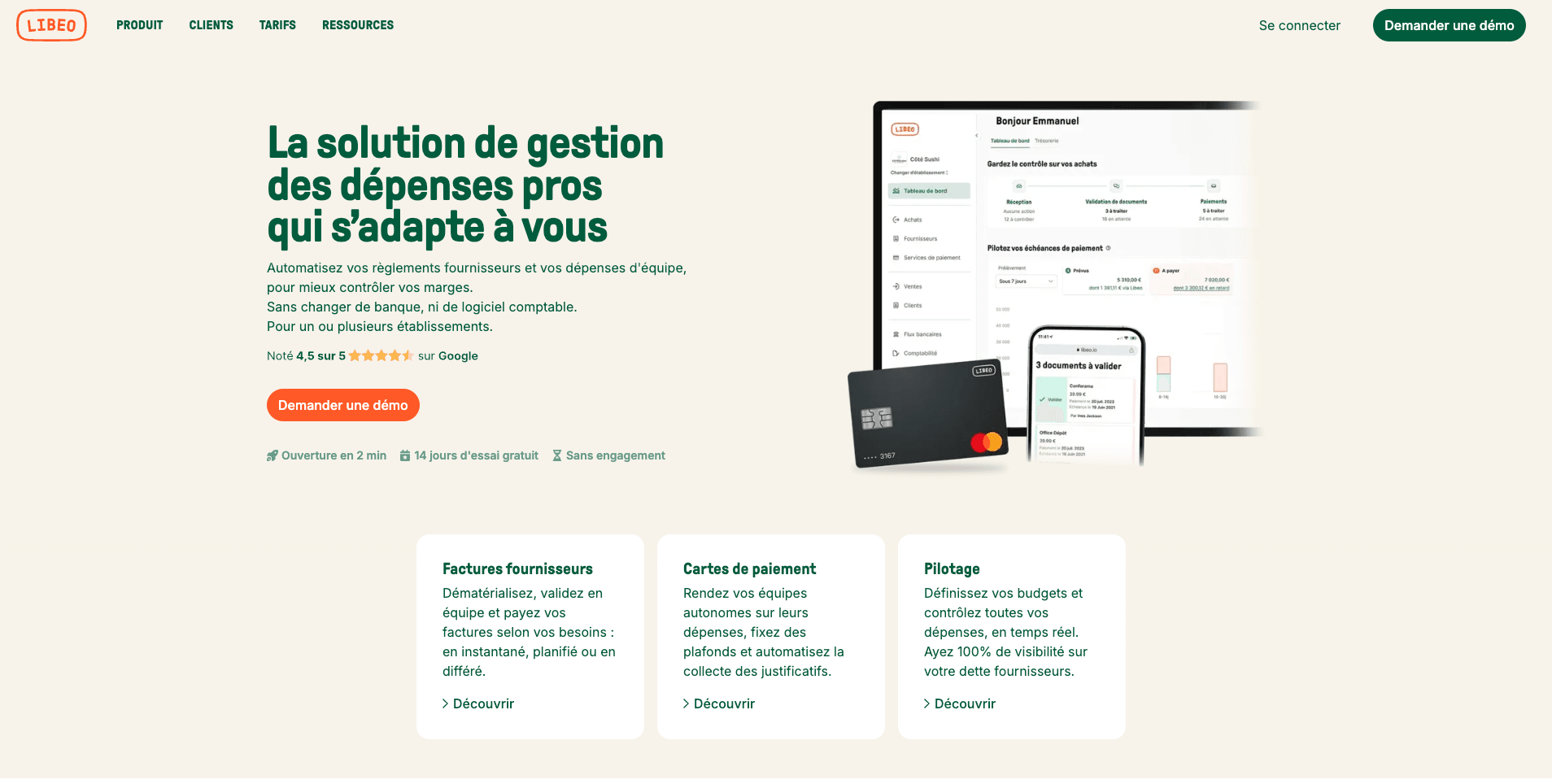 Libeo dashboard interface