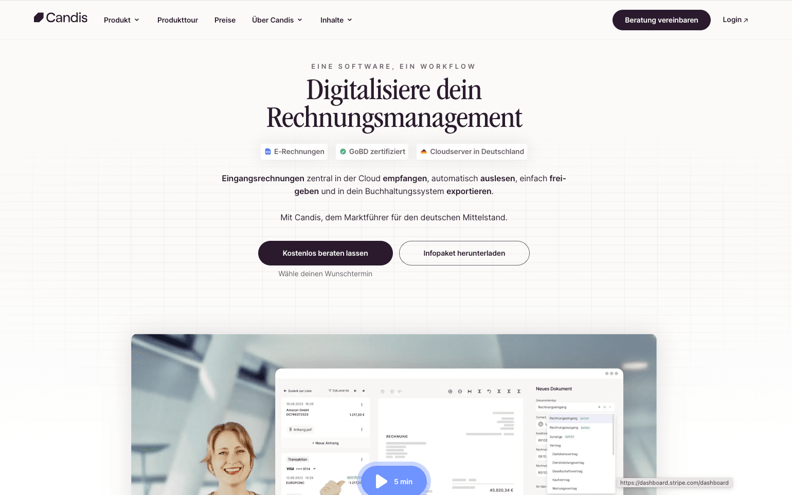 Candis dashboard interface