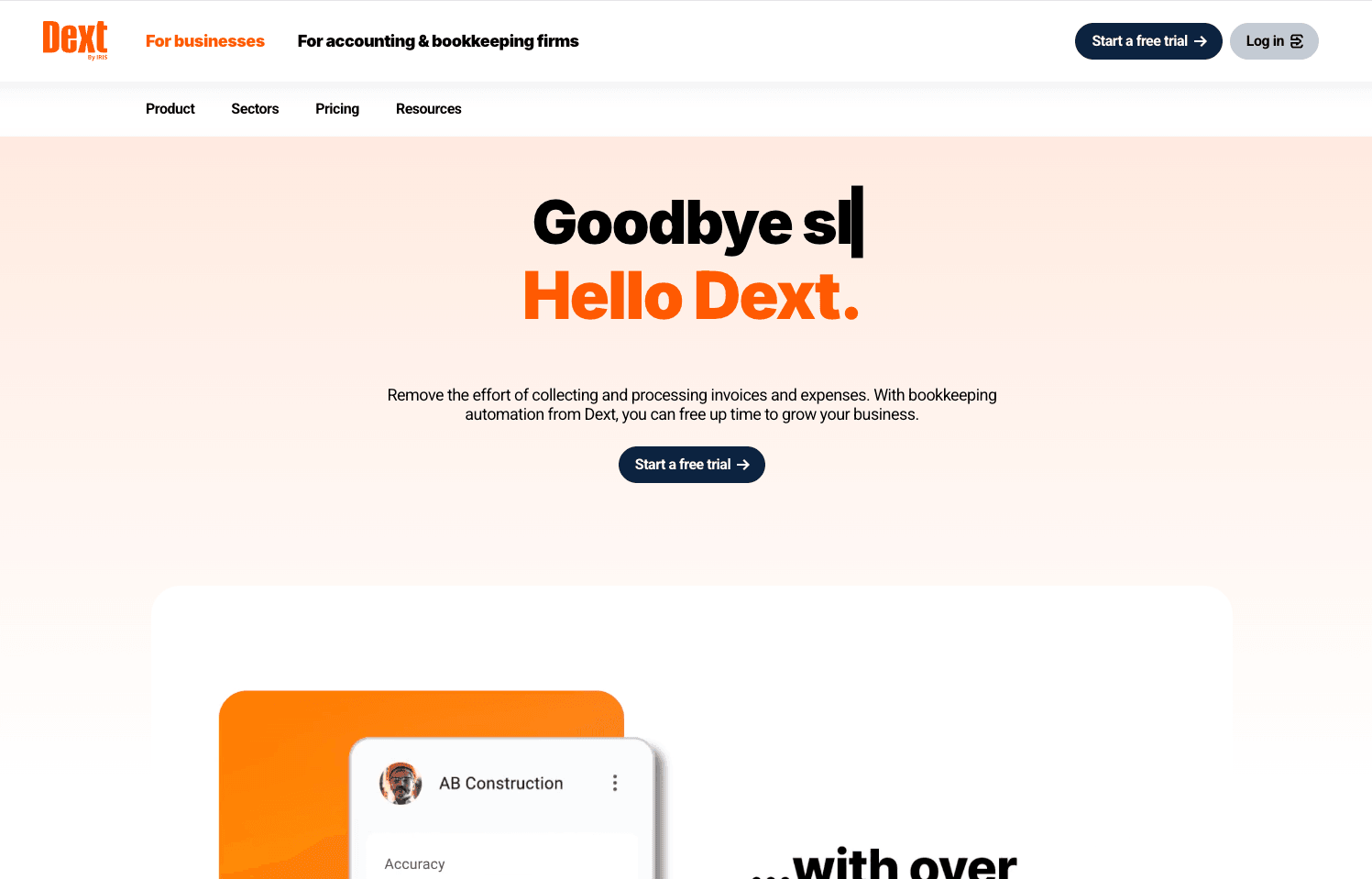Interface do painel do Dext
