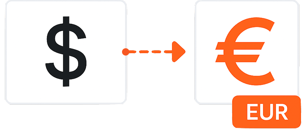 Conversão de moeda de USD para EUR