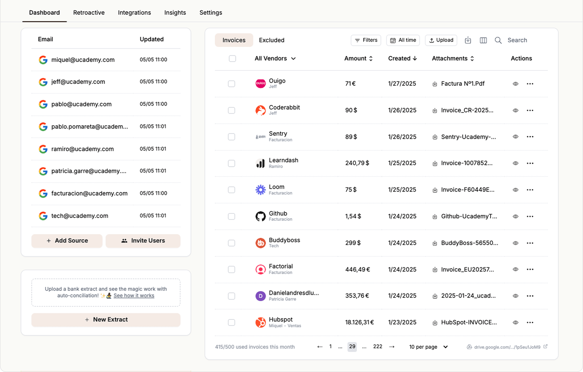 Feature comparison between GetMyInvoices and Tailride