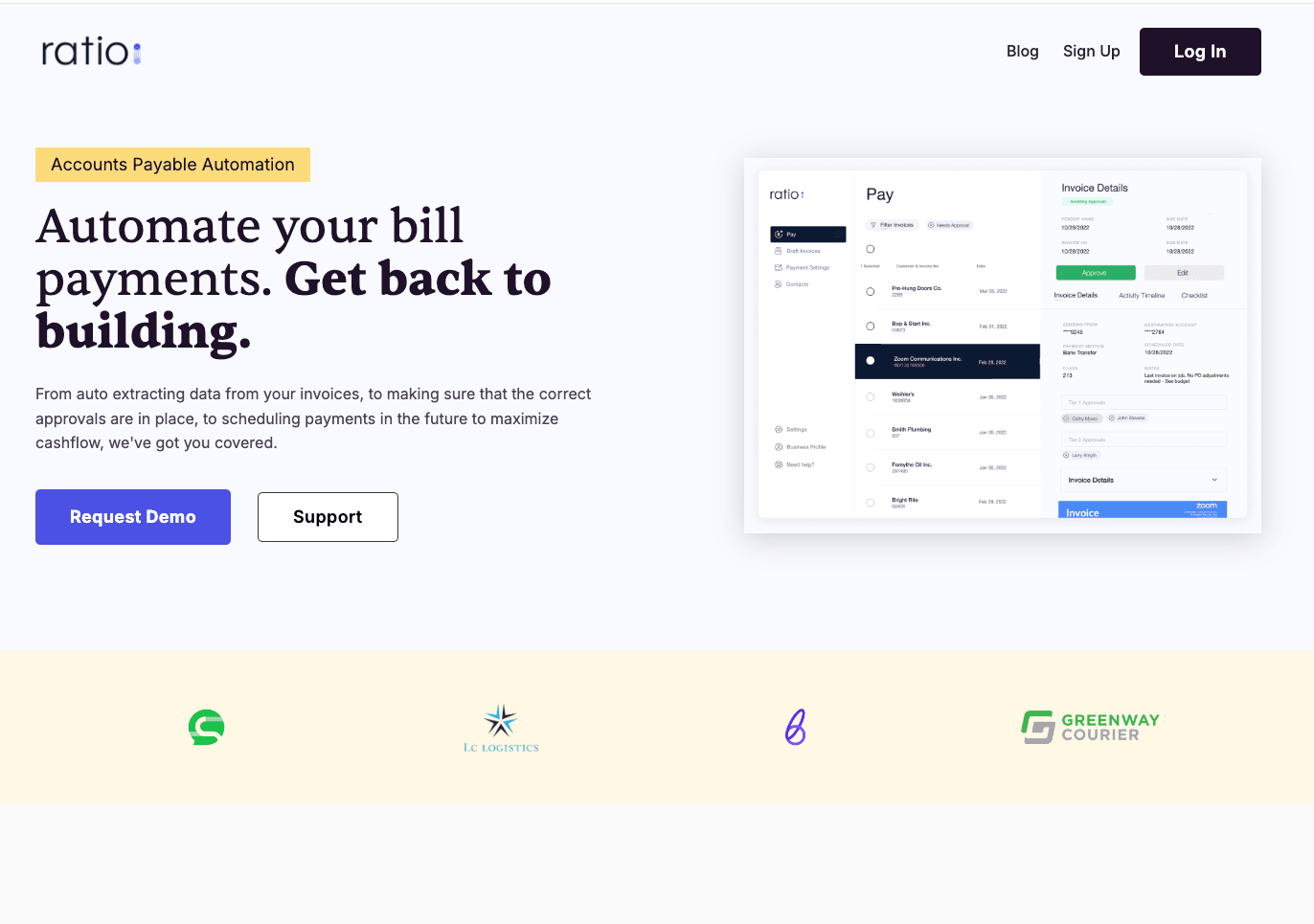 RatioPayments dashboard interface